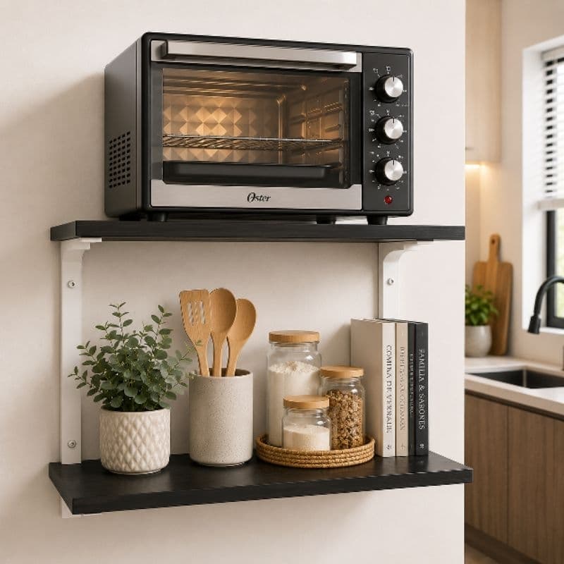 Suporte para Micro-ondas, Forno Elétrico e Air Fryer com 2 Prateleiras | Organizador Suspenso para Cozinha