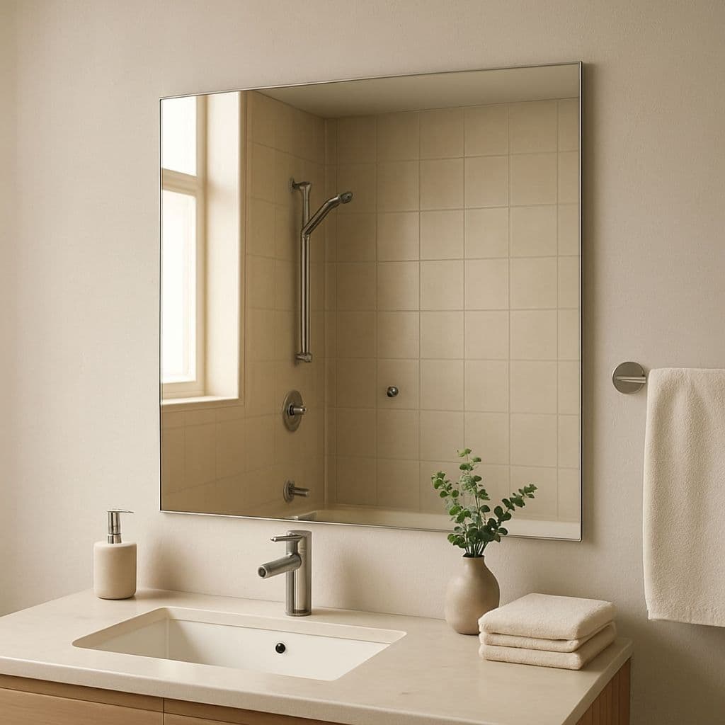 Espelho Anti Distorção Quadrado de Parede Premium 50x50cm Lapidado Sala Quarto Banheiro