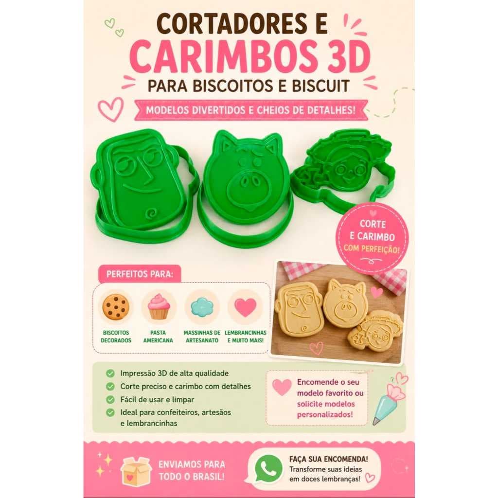Kit Cortador e Carimbo 3D Toy Story para Biscoitos, Biscuit e Pasta Americana