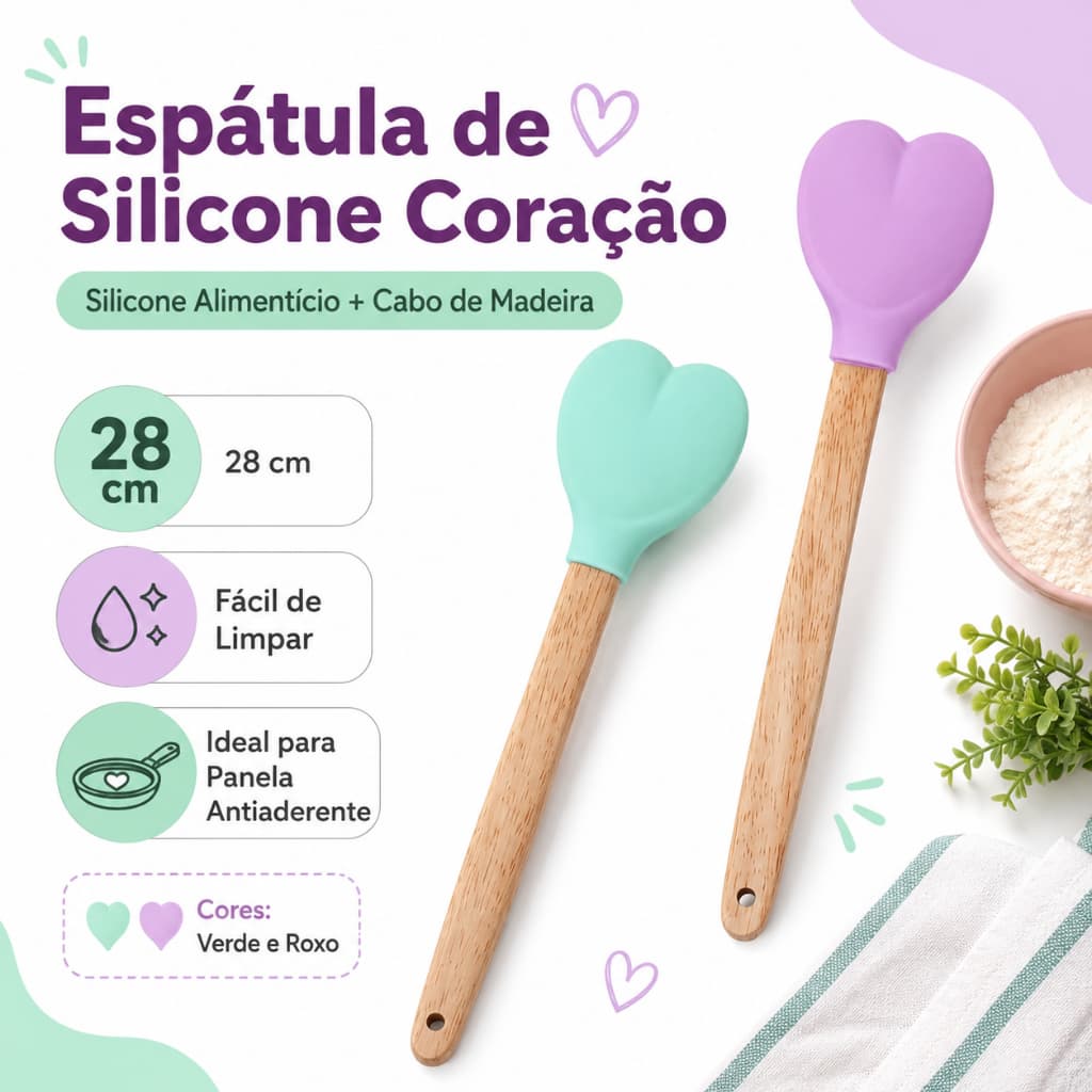 Espátula de Silicone para Cozinha | Utensílio Multifuncional Grau Alimentício Antiaderente Resistente ao Calor 230°C