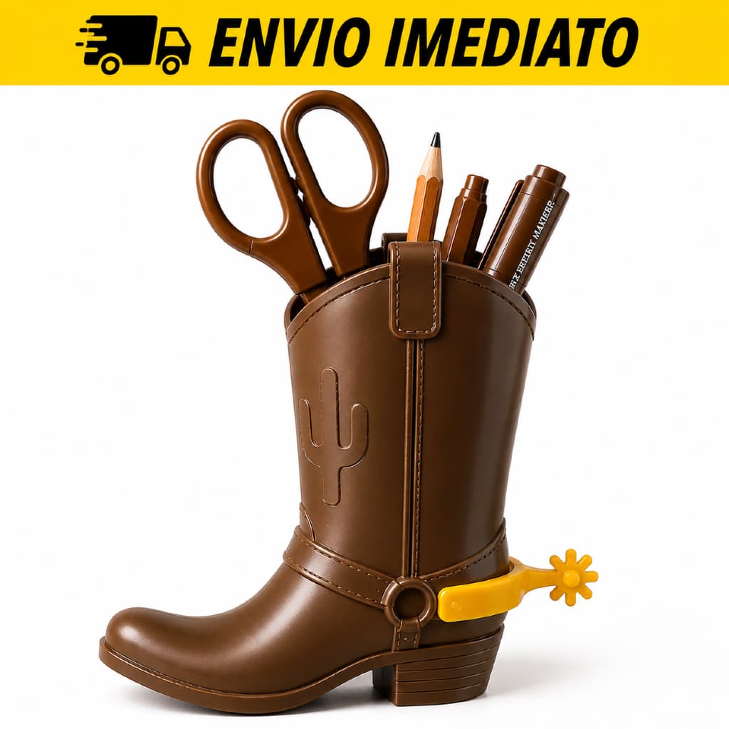 Bota Cowboy Porta Lápis Organizador de Mesa Porta Canetas Porta Trecos Decoração Country