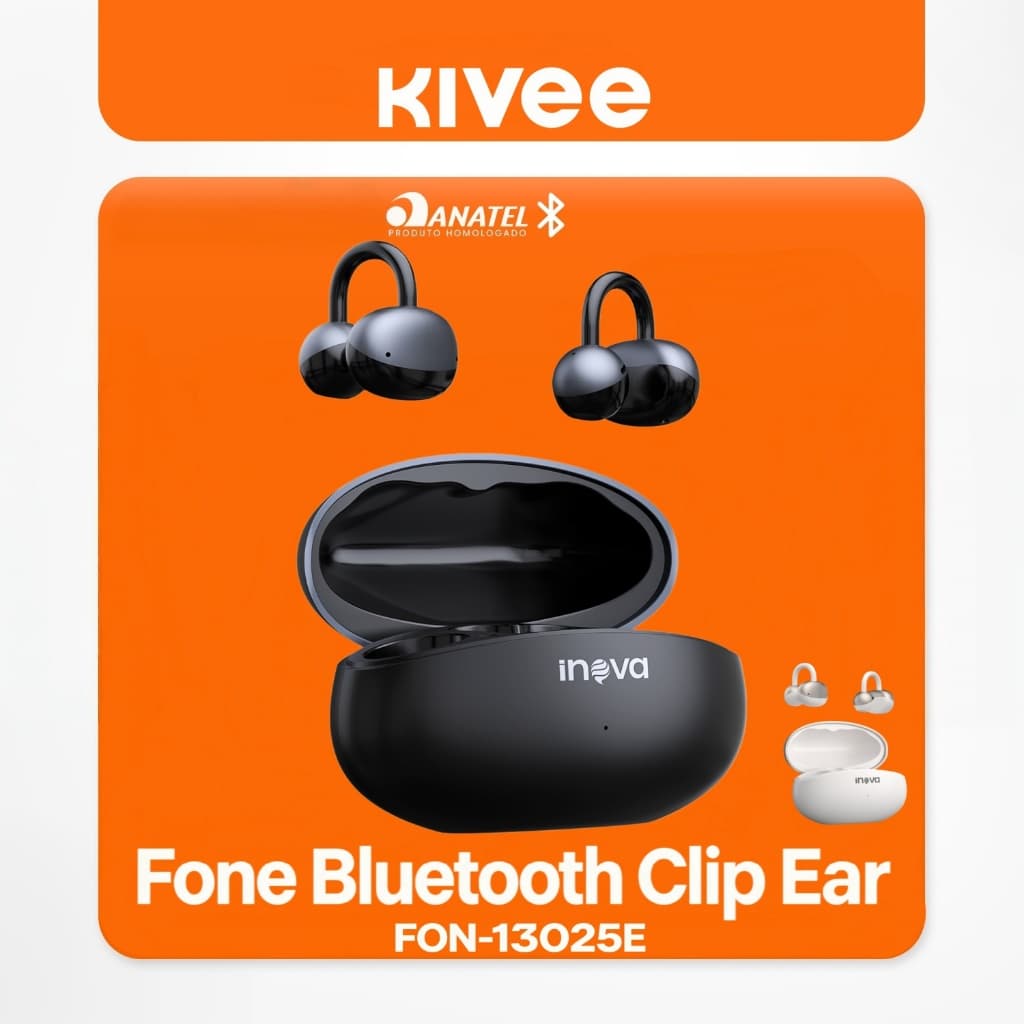 Kivee Fone Bluetooth Clip Ear Sem Fio com Microfone | Cancelamento de Ruído, Esportes e Jogos