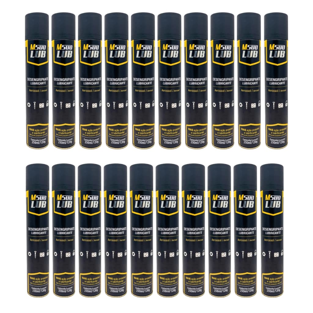 lote com 20 Desengripante M500 Spray 250ml Para Aço E Alumínio - Lata Lubrificante chemicolor