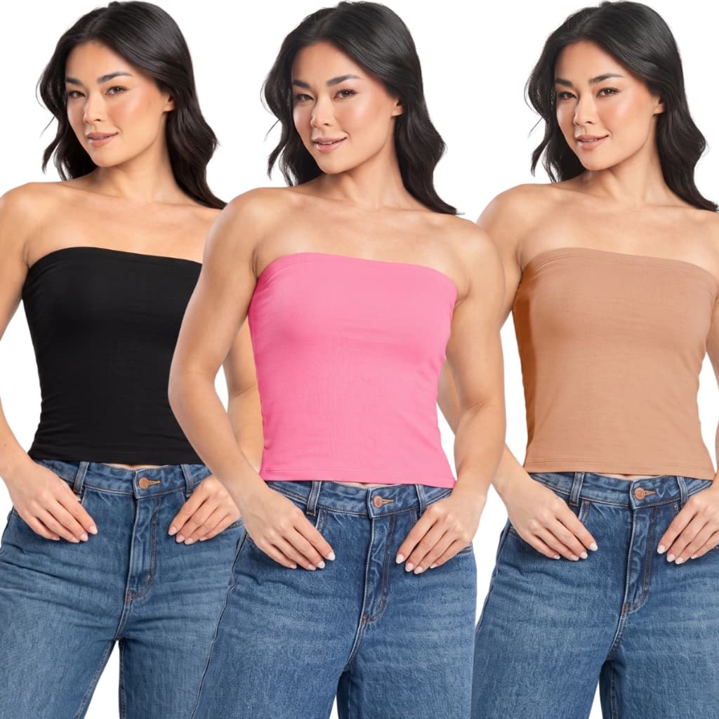Top Tube Tomara Que Caia Suplex Cropped Faixa Sem Bojo Feminino Tubinho Básico Casual Dia A Dia