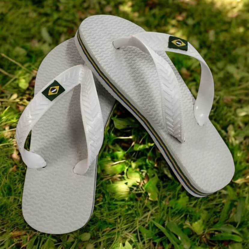 Chinelo Branco do Brasil Três Filetes Laterais Infantil Adulto Baby Confortável