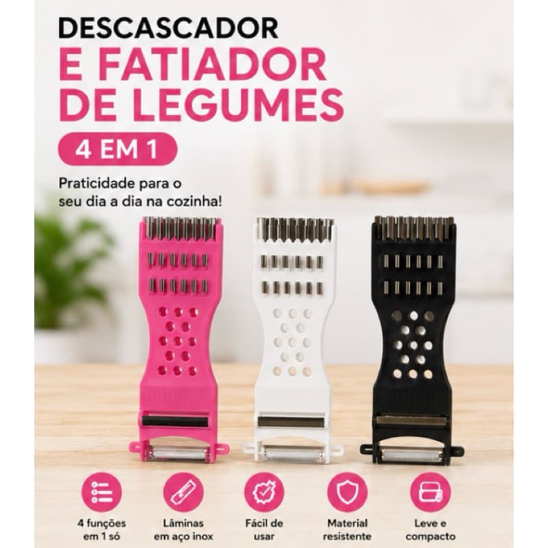 Descascador e Ralador 4 em 1 de Legumes e Frutas com Fatiador em Aço Inox – Manual