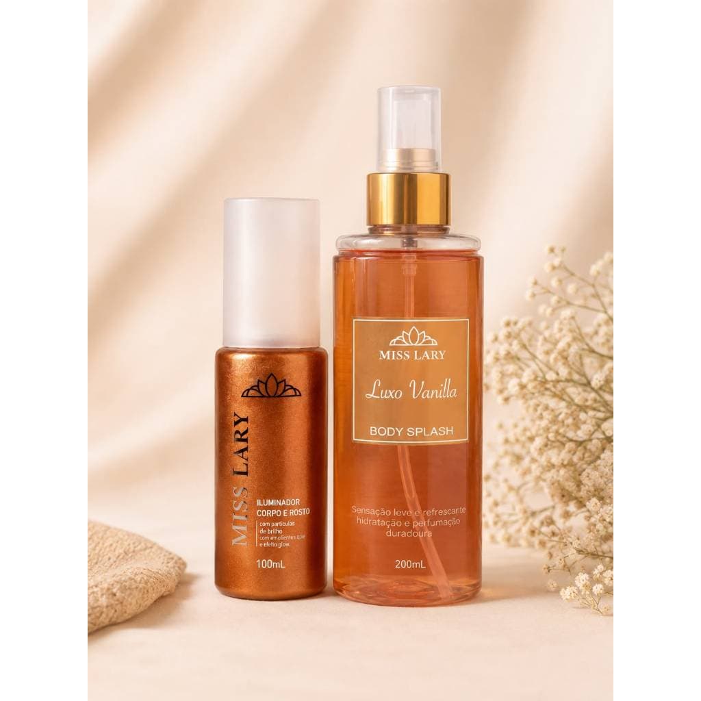 KIT PURO LUXO MISS LARY - BODY SPLASH LUXO VANILLA+ SPRAY ILUMINADOR LUXO E PODER