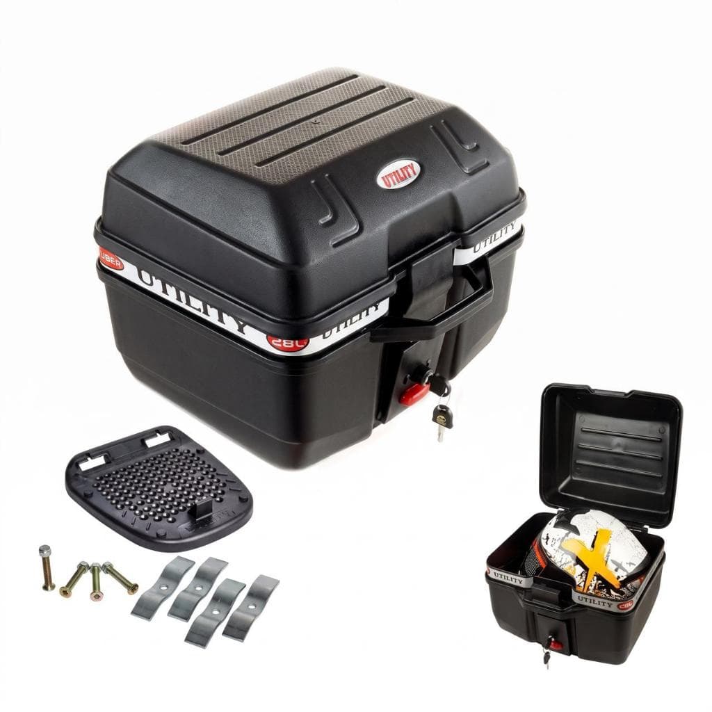 Baú de Moto Glider 28 Litros Utility Bauleto Com Base Bagageiro para 1 capacete