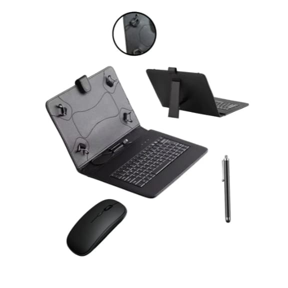 Capa Com Teclado+ Caneta+ Mouse P/ Tab Galaxy A11+/ A9+ Plus