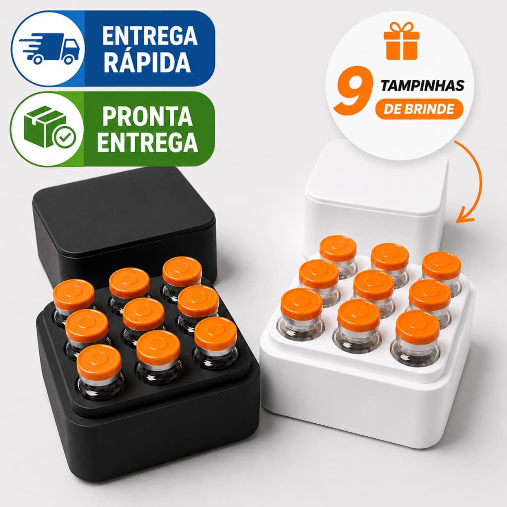 Caixa Porta Ampola 3ml a 5ml Organizador Geladeira ou Transporte 9 Frascos Case Tirzepatida TG Vacinas