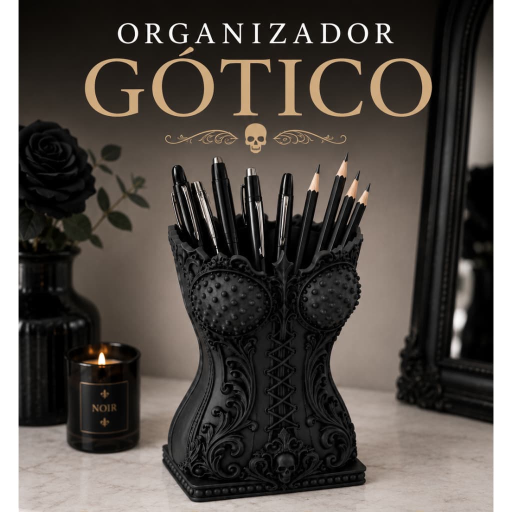 Organizador Gótico Porta Pincéis Canetas Lápis Porta Maquiagem Gótica