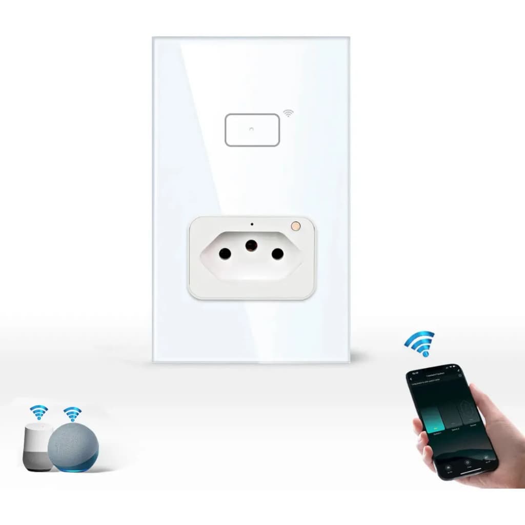 Tomada Inteligente 10a Touch Espelhado Wifi Automação Alexa