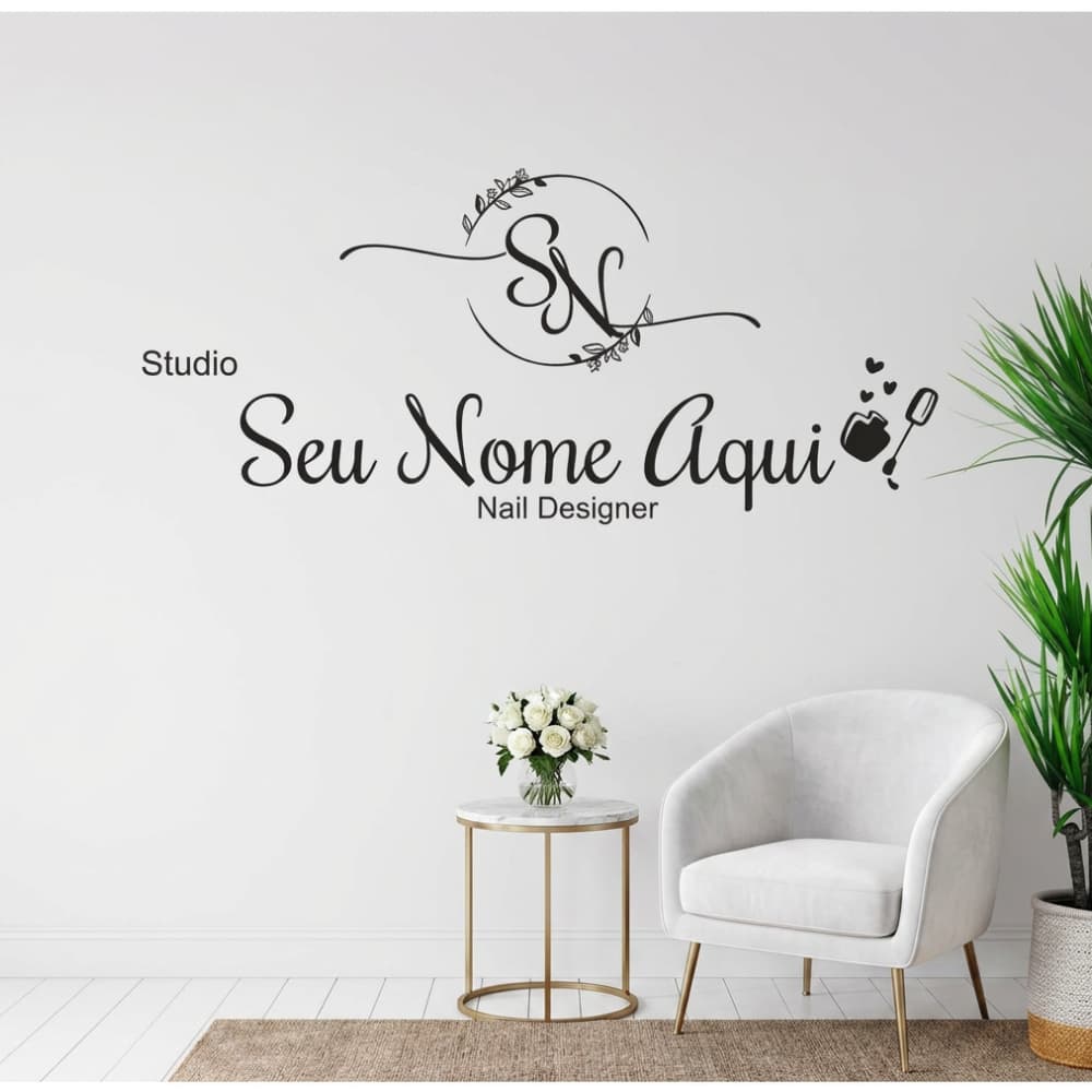 ADESIVO PARA ESTABELECIMENTOS COM NOME PERSONALIZADO SALÃO UNHAS CÍLIOS NAIL DESIGNER