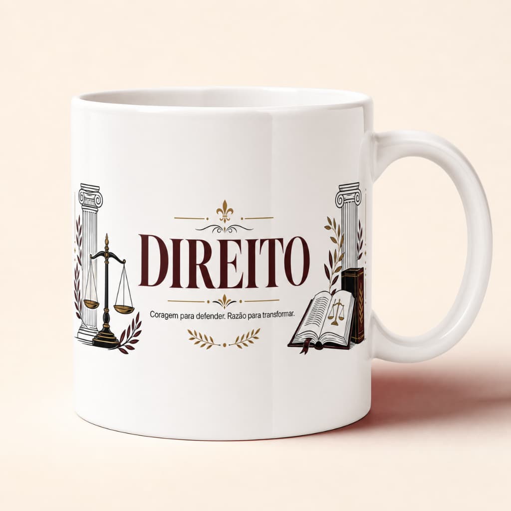 Caneca Direito 325ml Cerâmica Presente Advogada Advogado Formatura Arte Pronta