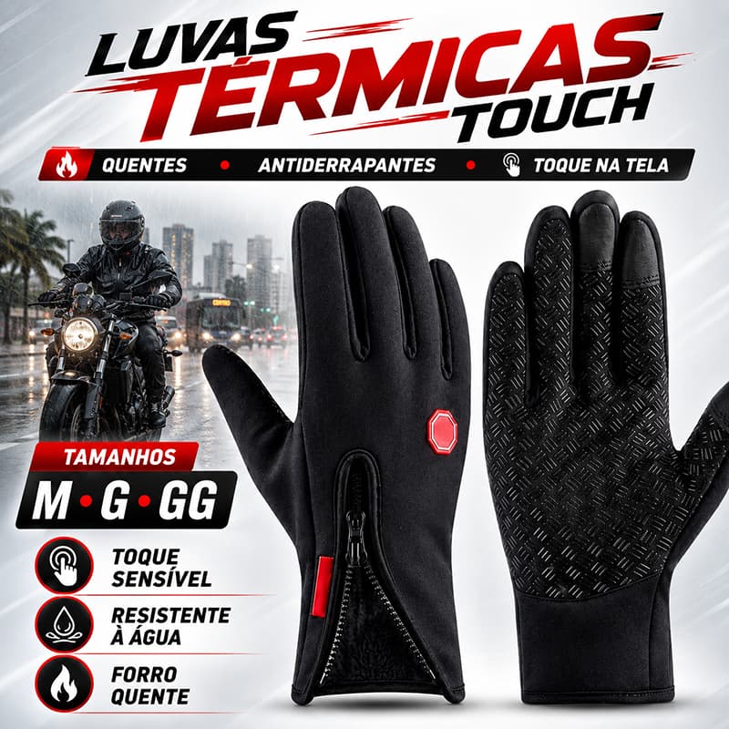 Luva de Motoqueiro Luvas Térmicas Unissex Trouch Screen Aquece Mãos e Compatível com Tela Sensível ao Toque parra