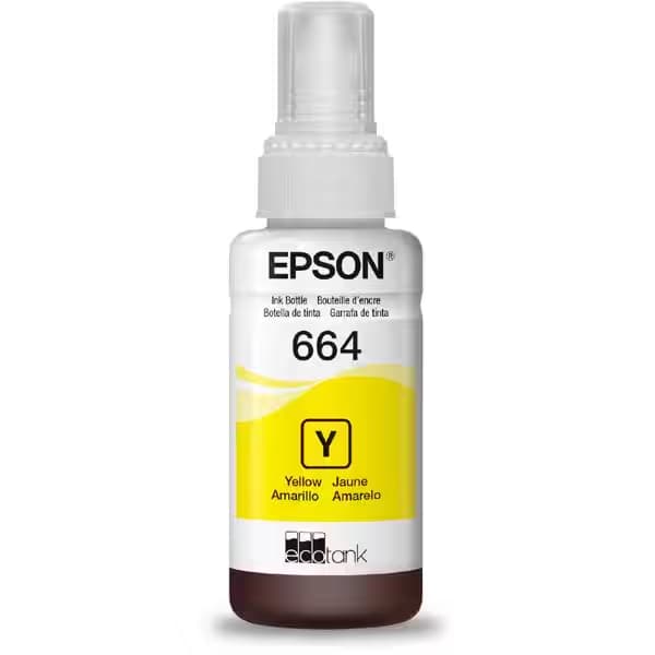 Tinta Original Epson 664 Amarelo 70ml – Alta Qualidade para Impressoras EcoTank