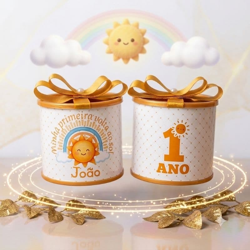 Kit Tubolatas personalizadas 5x6 - Lembrancinha de aniversário / Chá de bebê / Maternidade / Primeira Volta ao Sol ☀️