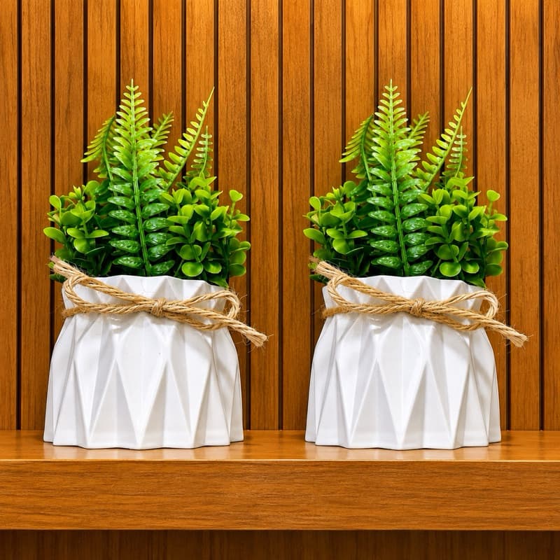 Arranjo de Plantas Artificiais Eucalipto Jarros com Laço Decoração de Painel sala escritório