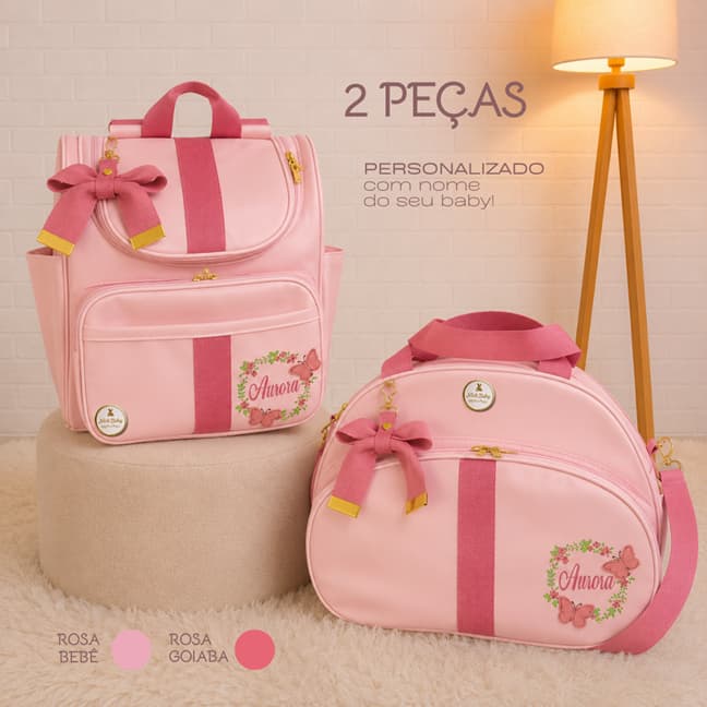 KIT BOLSAS DE MATERNIDADE LUXO COM 2 PEÇAS PERSONALIZADO