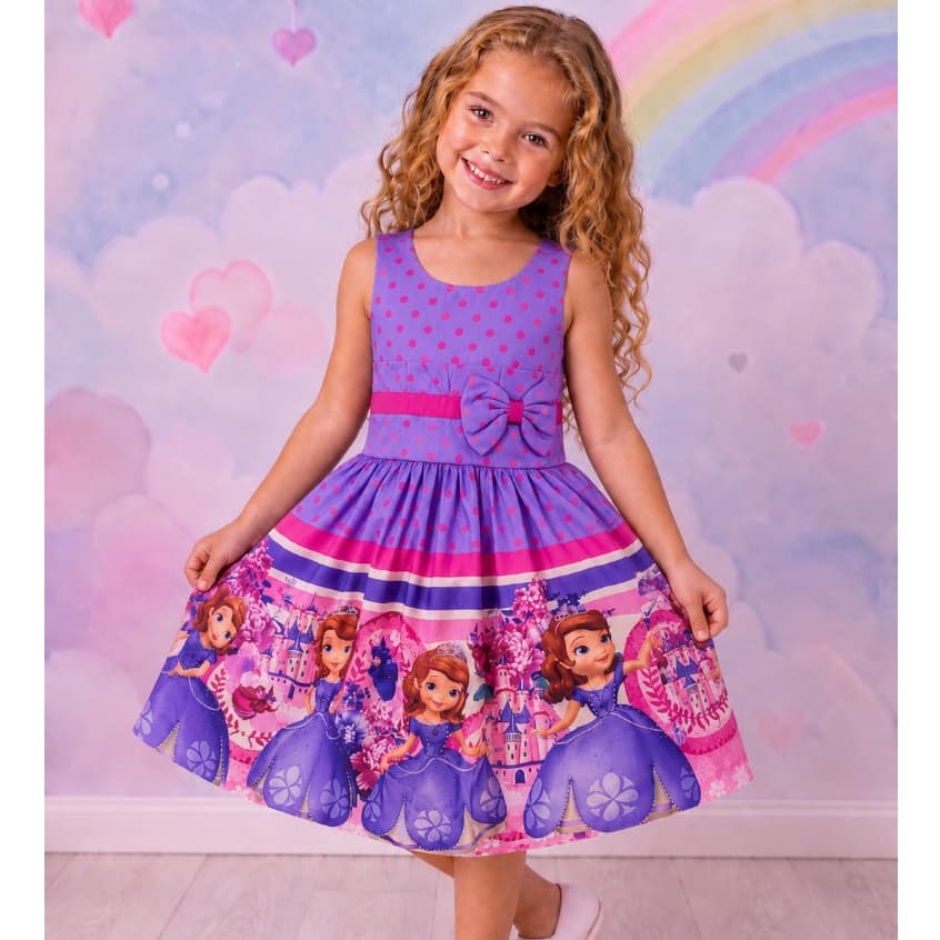 Vestido Infantil Menina, Unícornio ,Minie ,Nuvem ,Flores Moana ,Princesa,Festa ,Aniverssarío ,passeio.De 2 a 7 Anos