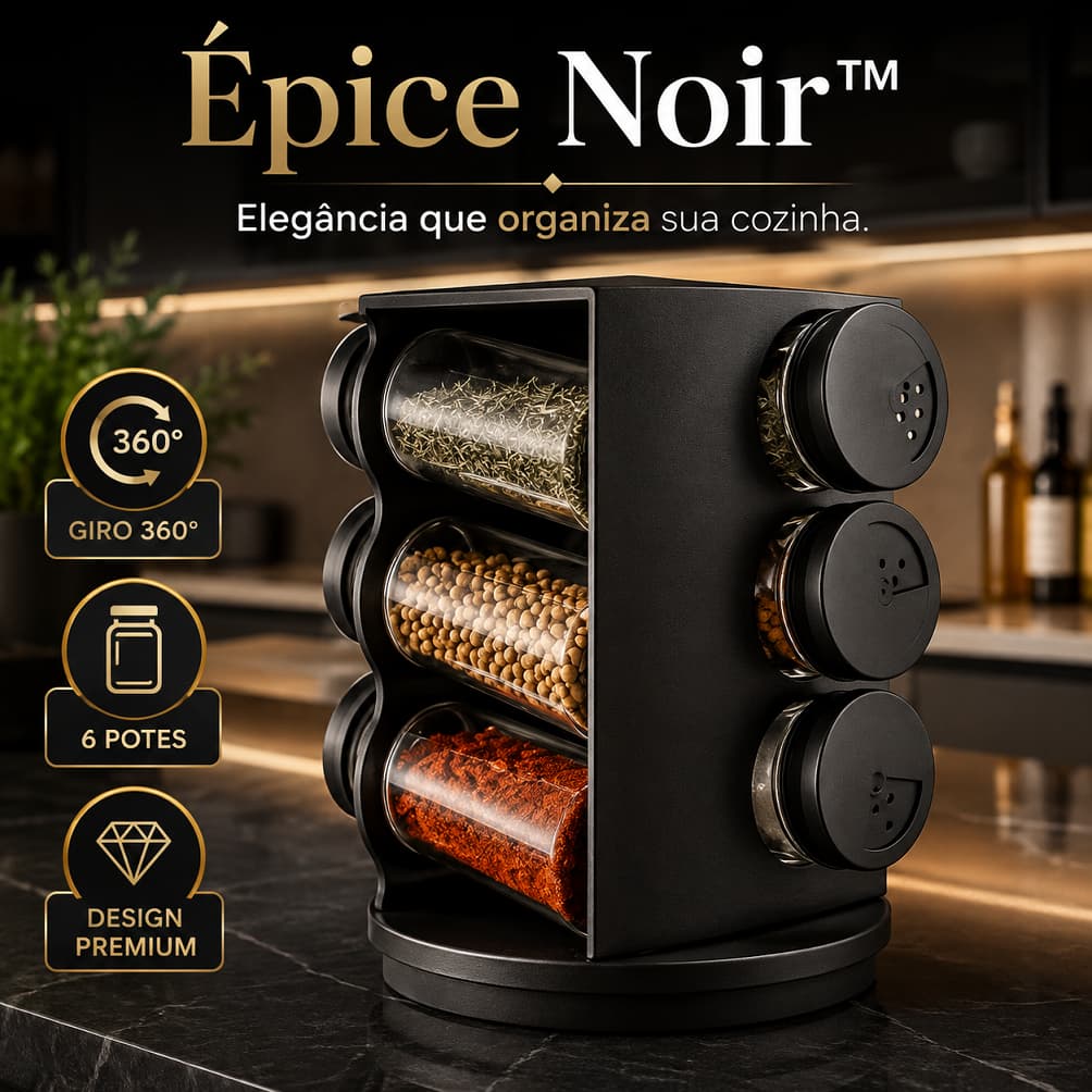 Porta Condimentos Giratorio Organizador Temperos 06 Potes Plastico Preto 80ml