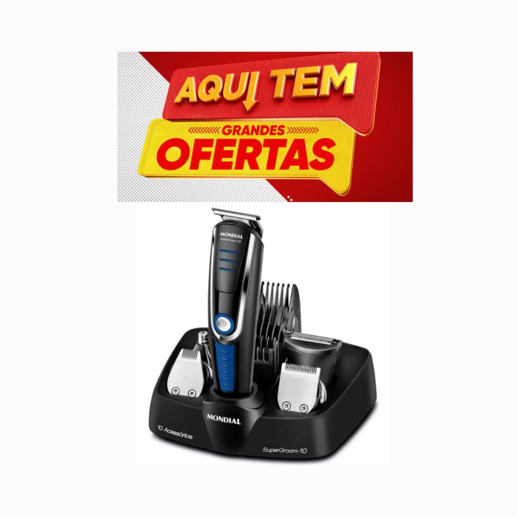 Aparador De Pelos Super Groom 10 Preto Azul Bg-03 Mondial salão barbeiro pelos barbudo dregrade