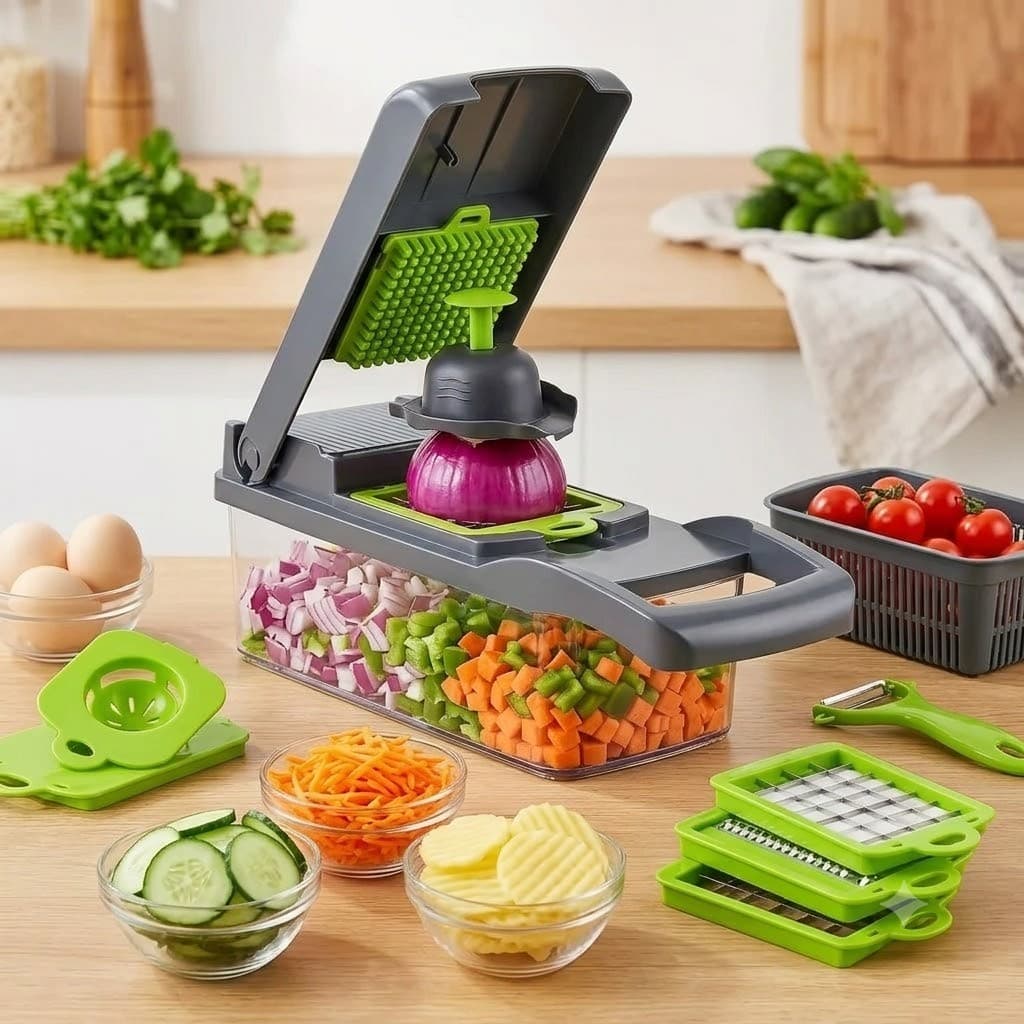Fatiador Profissional Multifuncional 16 em 1 Aço Inox Cortador Ralador Picador de Legumes Frutas