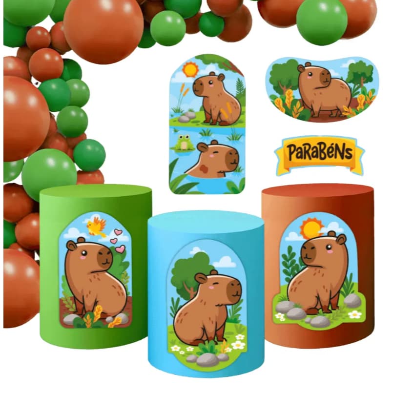 Kit 6 ou 39 Peças Decoração Capivara Festas e Aniversários