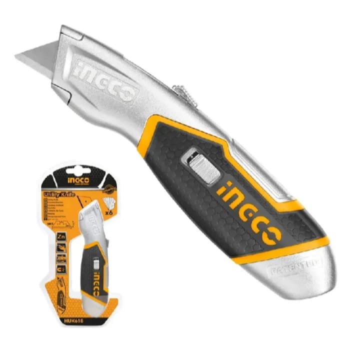 Estilete Ingco Huk618 Trapezoidal 6 Lâminas 61x19mm Alumínio