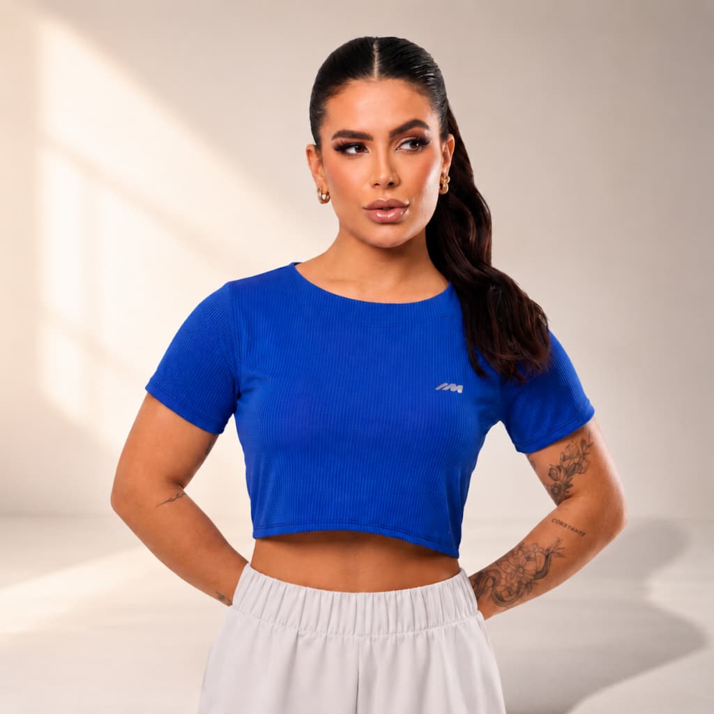 Cropped Feminino Dry Fit Manga Curta Academia Treino Fitness Blusa Camiseta Esportiva Tecido Furadinho Respirável