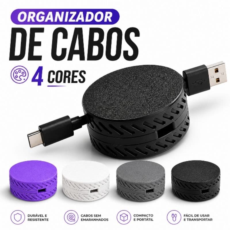 Porta Cabos para Mesa | Organizador de Fios USB USB-C Lightning e Carregador | Suporte para Cabo