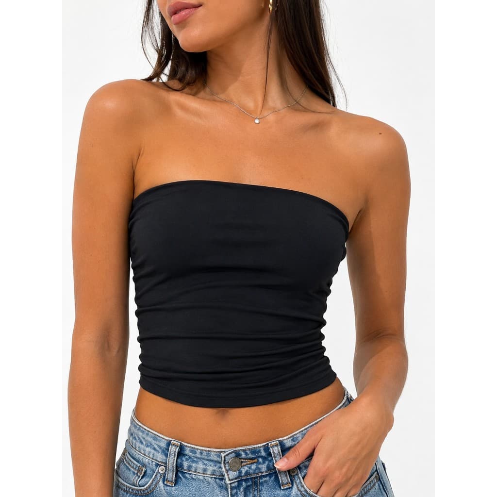 Top Tube Tomara Que Caia Feminino Forro Poliamida Cropped