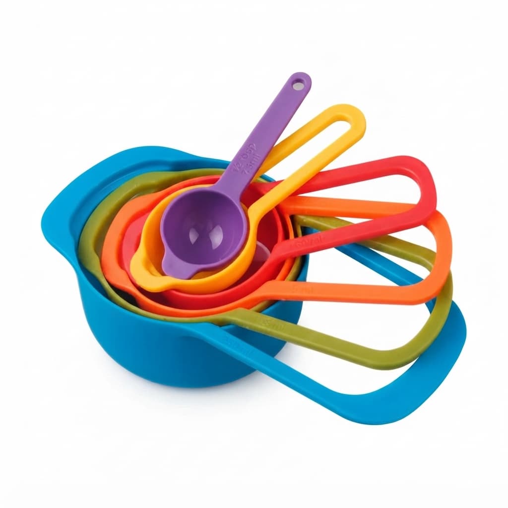 Kit Colheres e Copos Medidores Coloridos 6 Peças Dolce Home Medidor de Cozinha Cores Sortidas