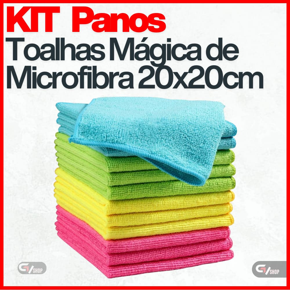Kit 10 Toalhas Mágica de Cozinha Vidro Mesa Janela Prato Microfibra 20x20cm
