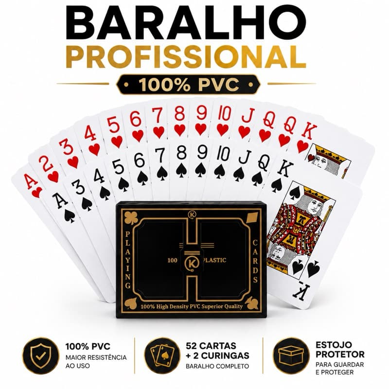 Baralho Profissional 100% PVC 52 Cartas + 2 Curingas Para Poker Truco Buraco Canastra