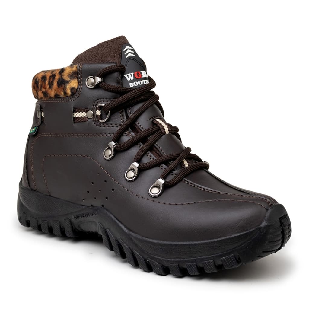 Bota Coturno Caterpillar feminino Tratorada Adventure Antiderrapante Cano Baixo Sem Salto Bota Café com Onça Confortável