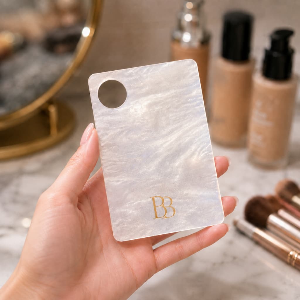 Placa de Maquiagem Personalizado em Acrílica para misturar Base - Pele para Studio de Beleza