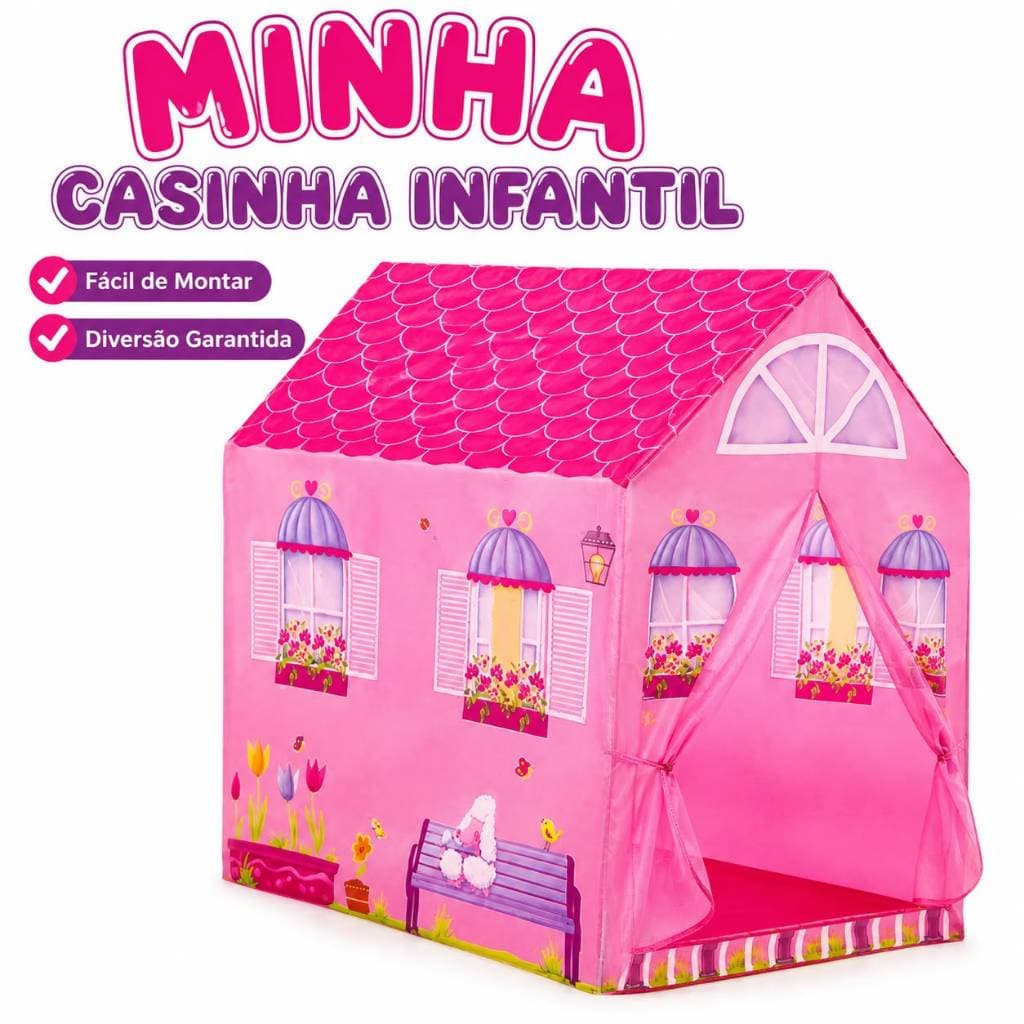 Casinha Infantil Dobrável Rosa – Fácil de Montar | Barraca Infantil para Crianças