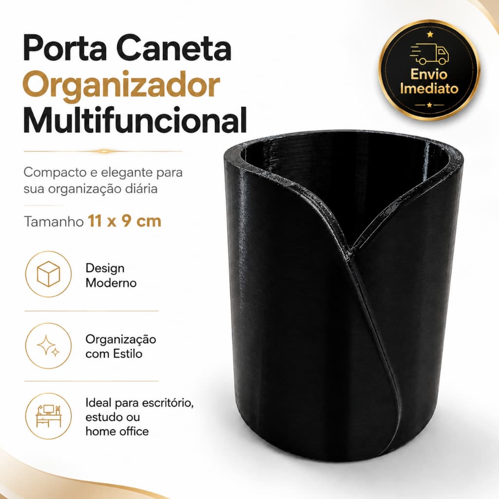 Porta Canetas E Lapis Organizador De Mesa Moderno Textura Escritorio Branco Preto Envio Imediato