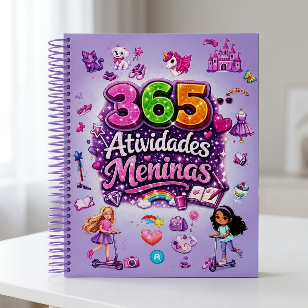 365 Atividades para Meninas Espiral Livro Infantil Educativo para Colorir presente para menina