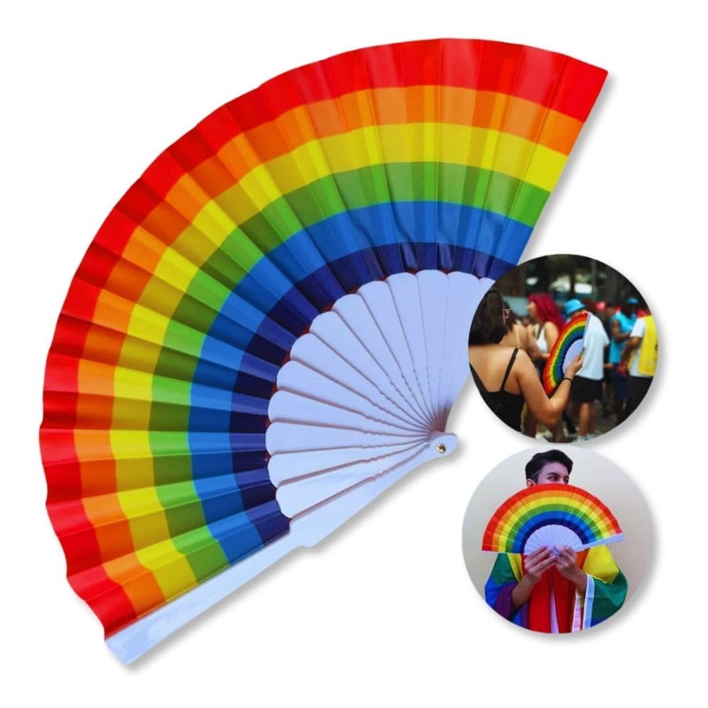 3un Leques de Mão Arco Íris Colorido Lgbtqiap+ Barulho Carnaval Festa Pride Parada Orgulho Gay
