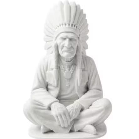 Estátua Chefe Índio Nativo Americano Escultura Decorativa Xamã Meditando Impressão 3D PETG Premium Resistente