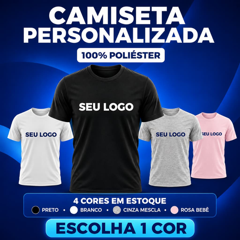 Camisa Camiseta Personalizada Com Sua Logo  Uniformes Frente Costas Envie Sua Arte Dtf