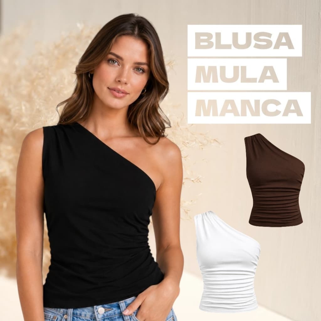 Blusa Feminina Mula Manca Ombro Único Elegante Casual Assimétrica Festa Suplex