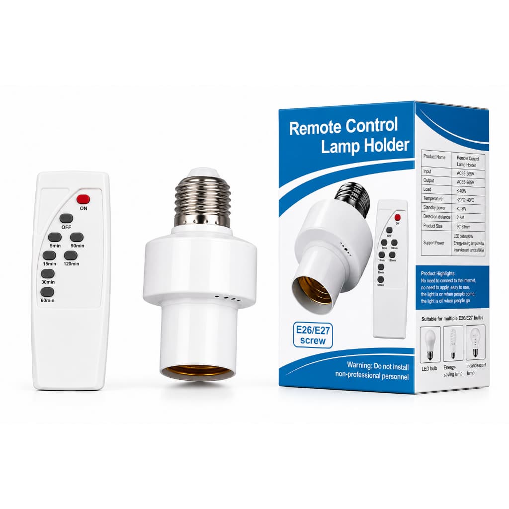 Bocal De Lâmpada E27 Com Controle Remoto e Timer - Apaga a luz sem fio
