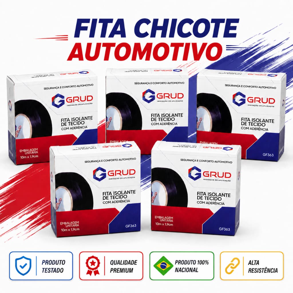 Até 05 Fita Chicote Isolante Tecido Automotivo Autoadesivo Carro Moto 10m x 19mm Anti Ruído Altas Temperaturas Of