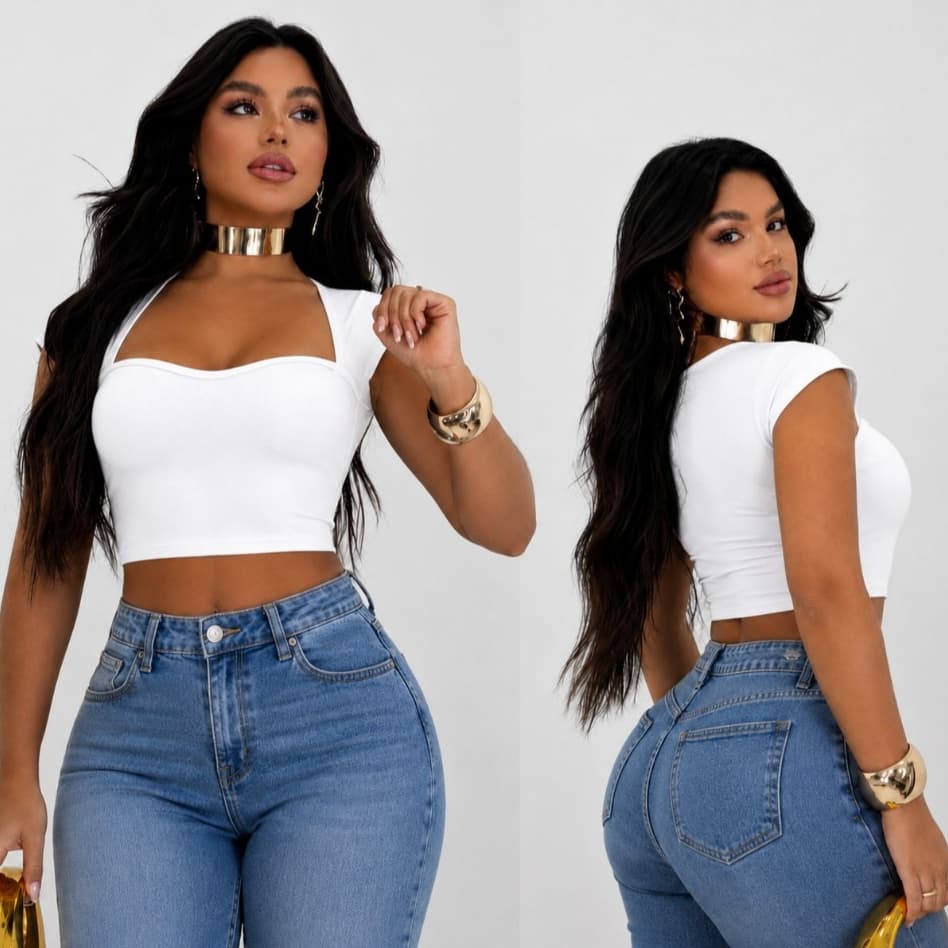 Cropped Top  Baby Tee MARY Feminino Manga Curta Decote conforto Fashion Casual Básico.