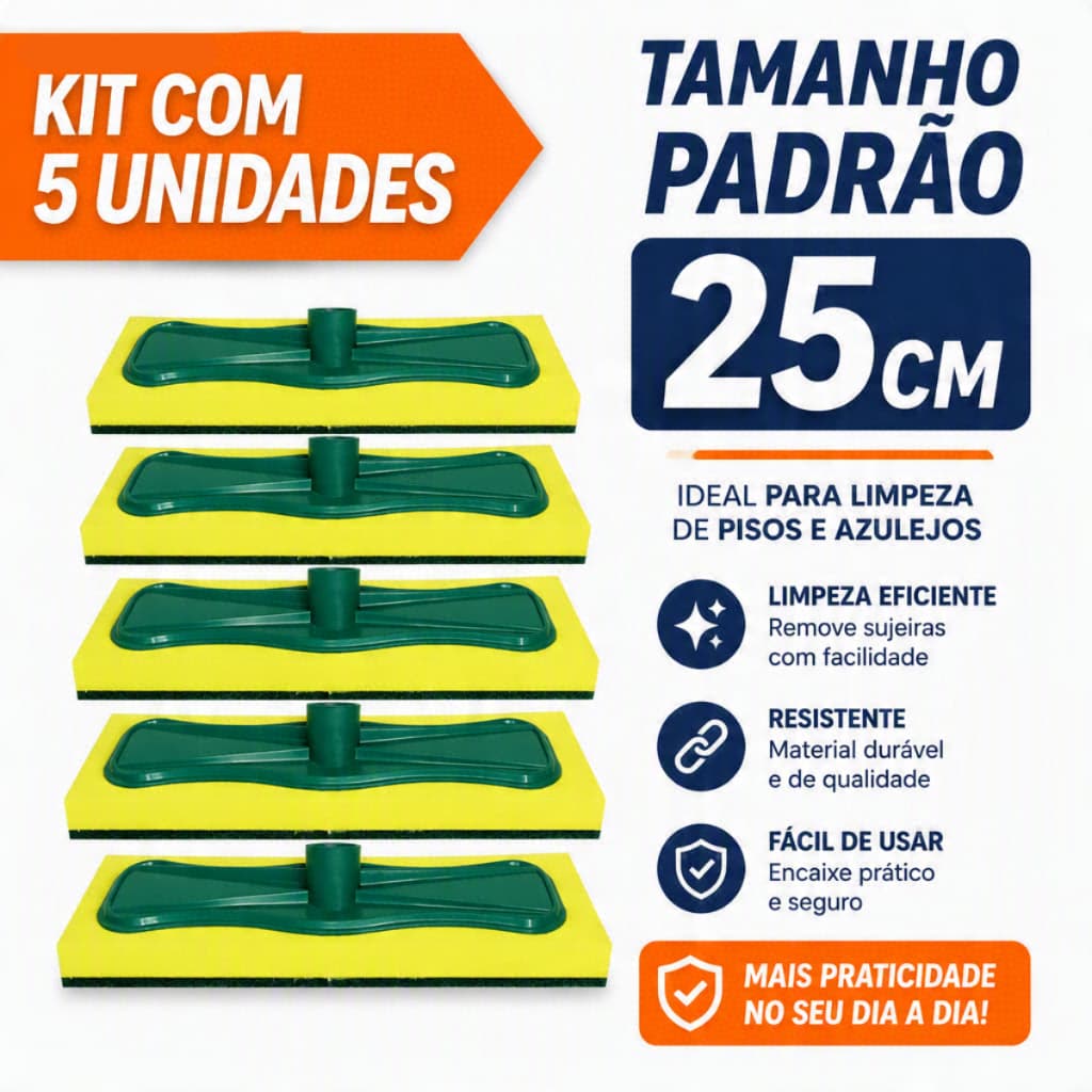 Kit Com 5 Rodo Abrasivo Esfregão Limpa Azulejo Piso Piscina Lava Quintal Garagem