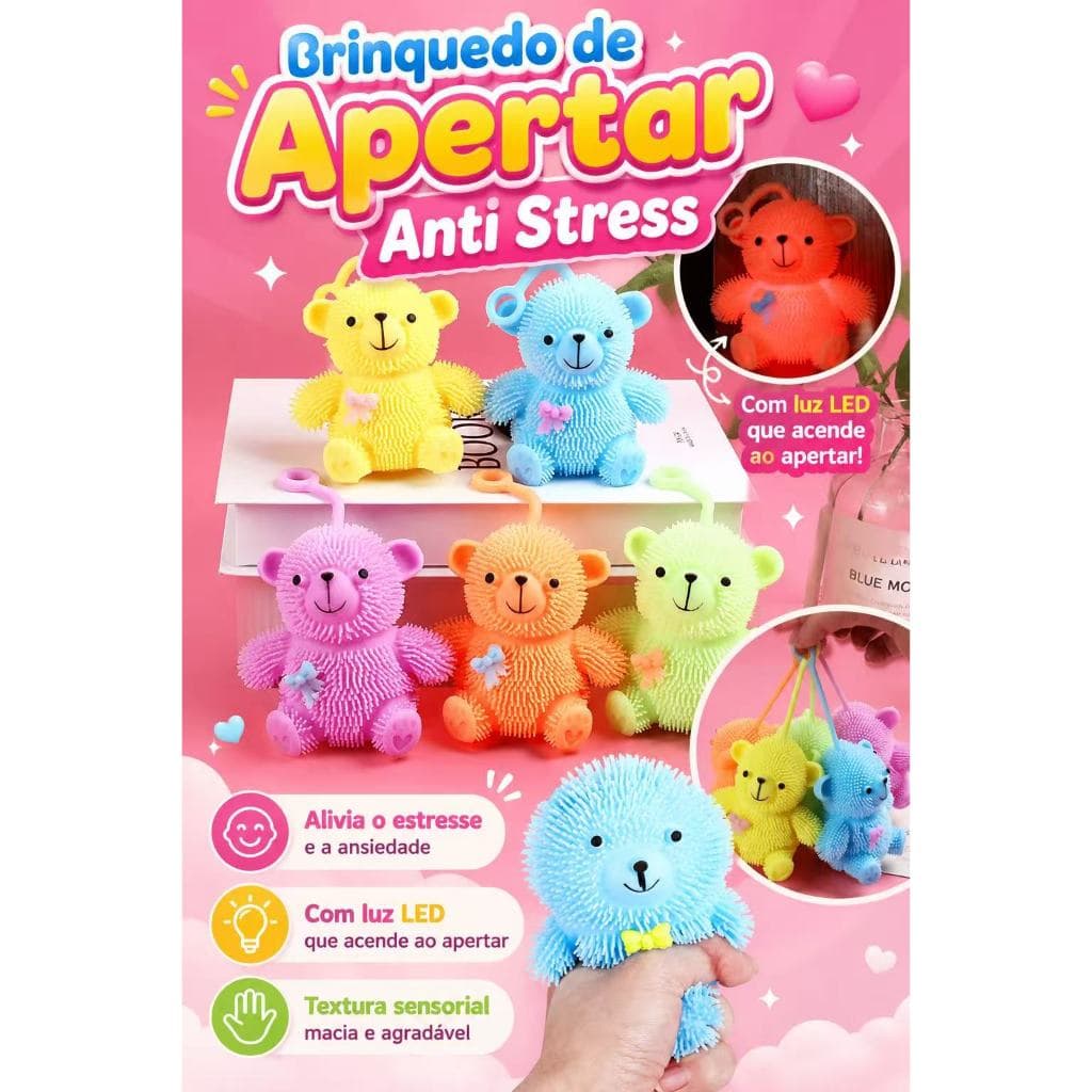 Brinquedo Sensorial De Apertar Anti Stress Com Led Macio Divertido E Relaxante