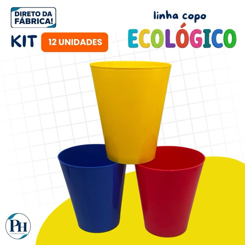 KIT 12 COPOS ECOLOGICOS FLEXÍVEL 400ML | FESTA, LEMBRANCINHA E EVENTOS